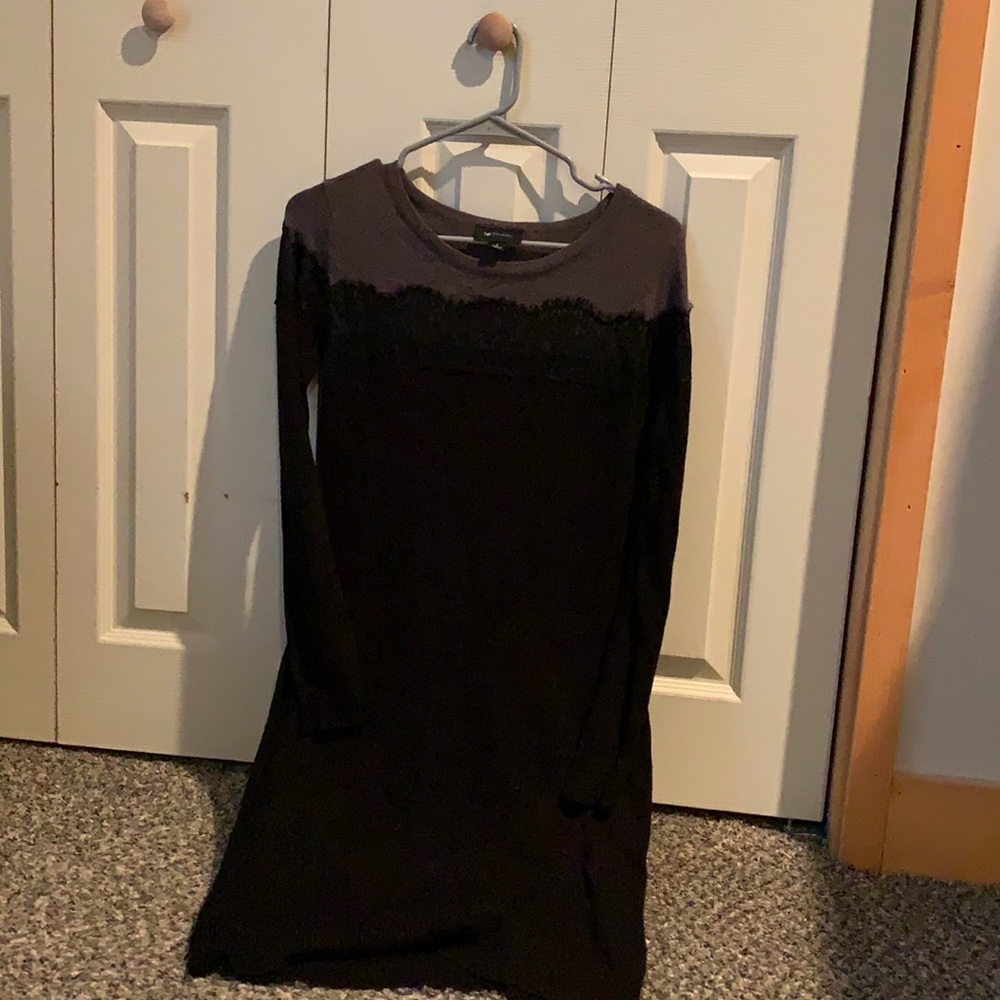 Black and Gray Sweater Dress